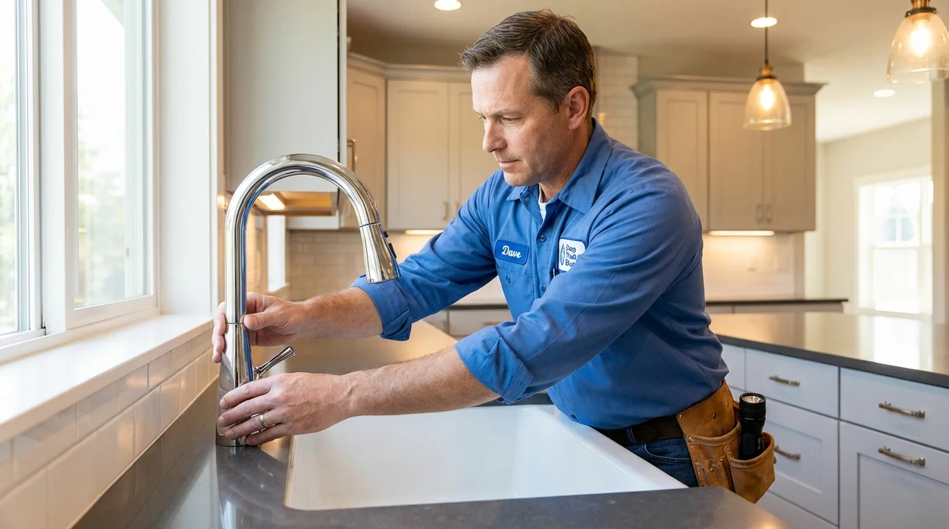 Kitchen faucet installation by Johns Plumbing LLC in Deltaville