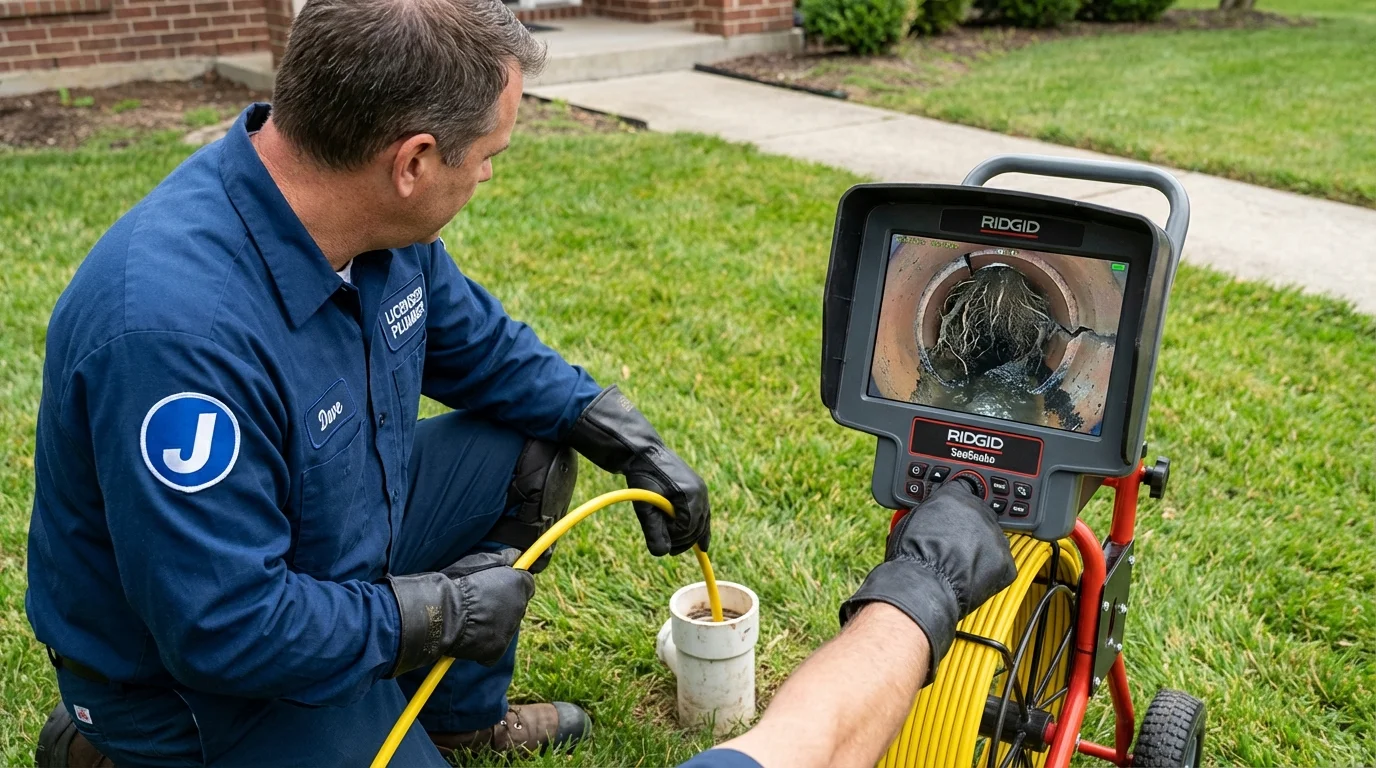 Sewer camera inspection being performed by Johns Plumbing LLC in Deltaville