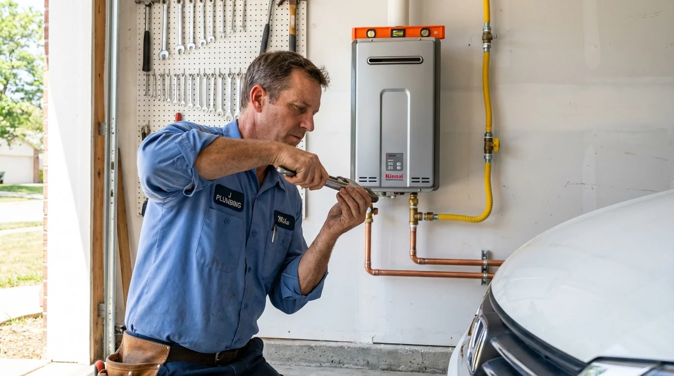 Tankless water heater installation by a Johns Plumbing LLC plumber in Deltaville